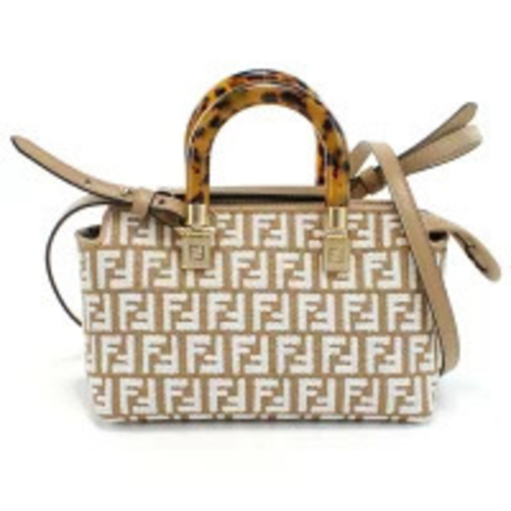 Fendi By The Way Boston bag embroidered FF motif tortoiseshell resin